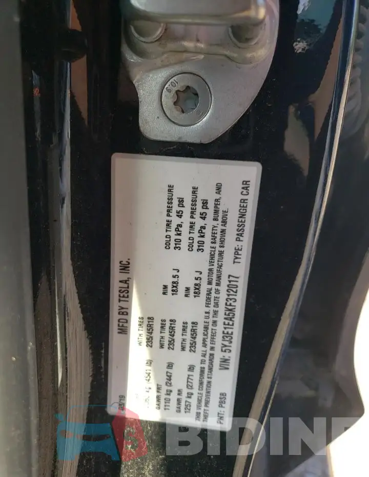 5YJ3E1EA5KF312017 Photo# 12