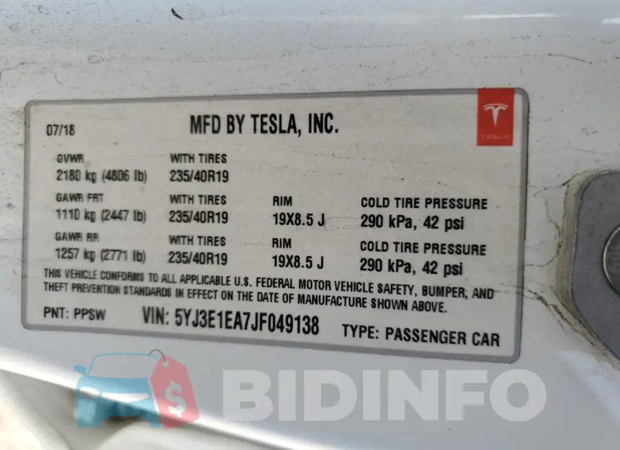 5YJ3E1EA7JF049138 Photo# 13