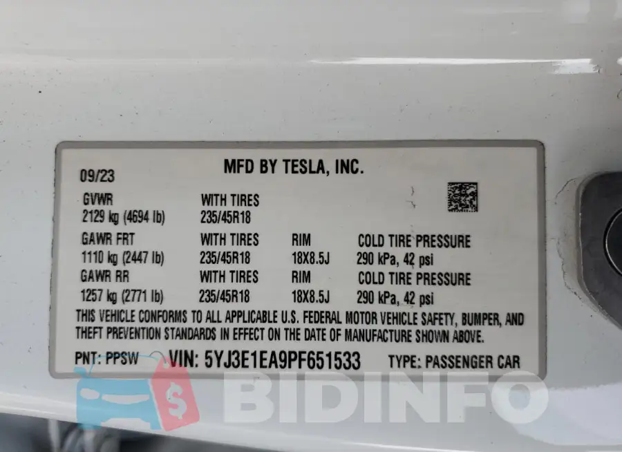 5YJ3E1EA9PF651533 Photo# 13
