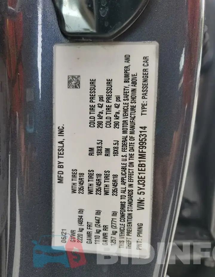 5YJ3E1EB1MF995314 Photo# 12