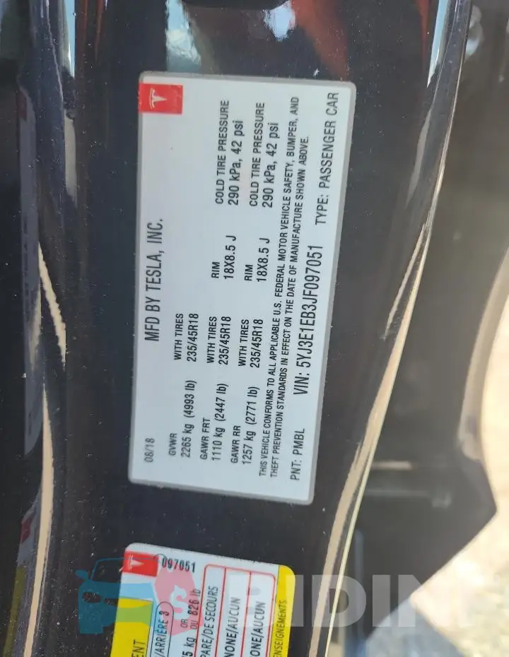 5YJ3E1EB3JF097051 Photo# 12
