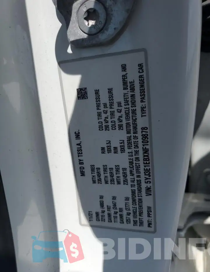 5YJ3E1EBXNF109878 Photo# 12
