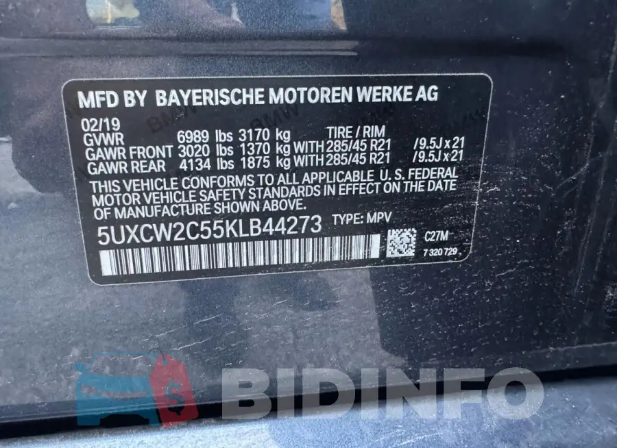 5UXCW2C55KLB44273 Photo# 14
