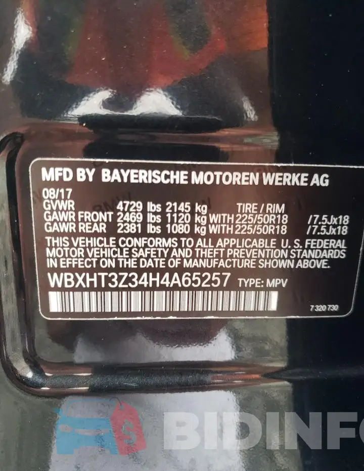WBXHT3Z34H4A65257 Photo# 13