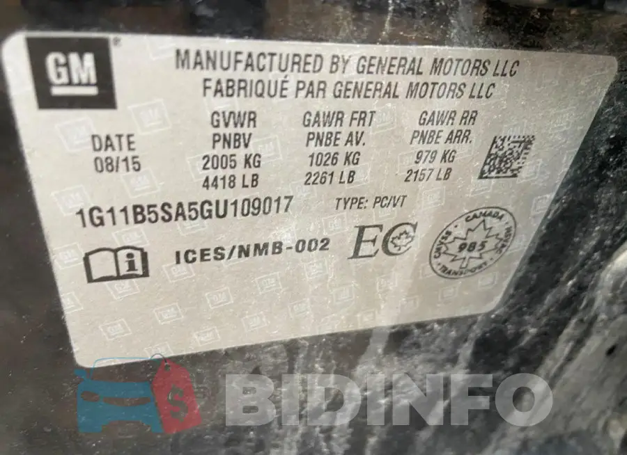 1G11B5SA5GU109017 Photo# 13