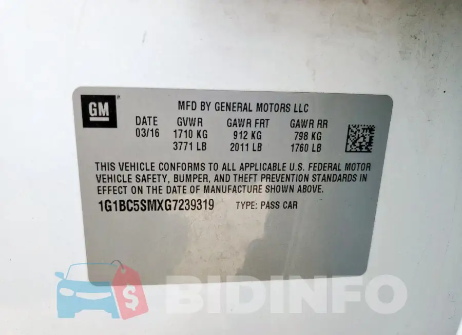 1G1BC5SMXG7239319 Photo# 12
