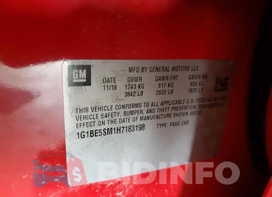 1G1BE5SM1H7183198 Photo# 12