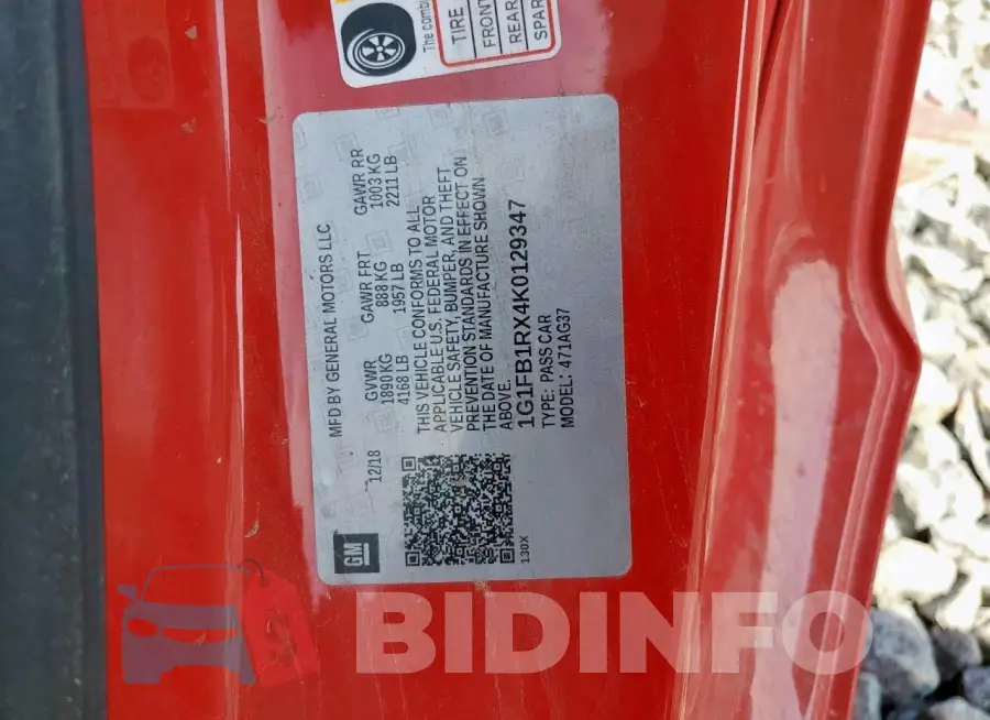 1G1FB1RX4K0129347 Photo# 12