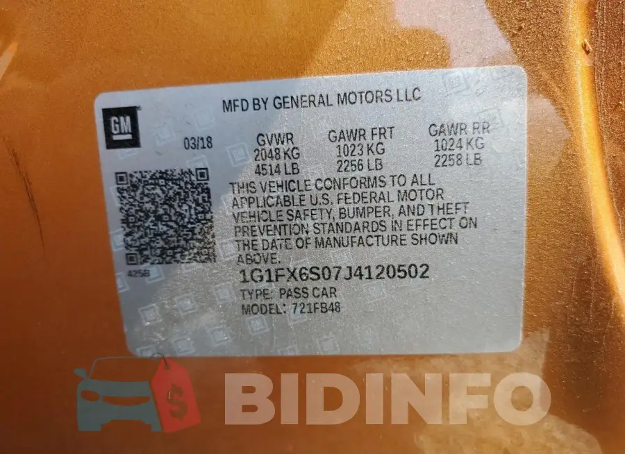 1G1FX6S07J4120502 Photo# 14
