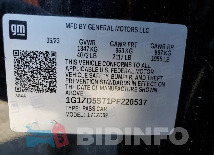 1G1ZD5ST1PF220537 Photo# 13