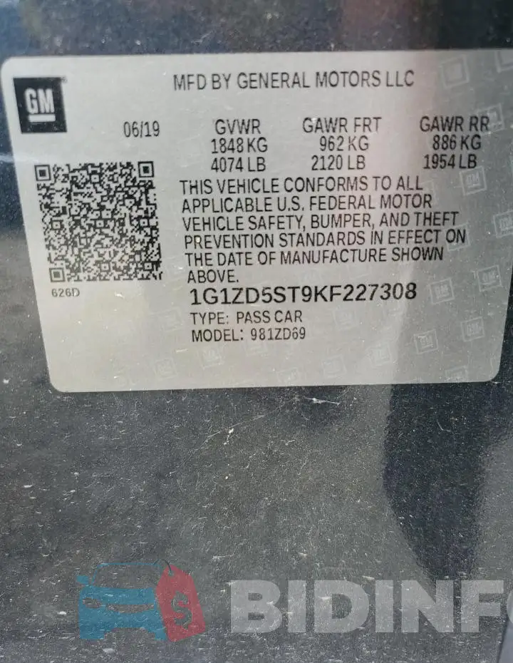 1G1ZD5ST9KF227308 Photo# 12