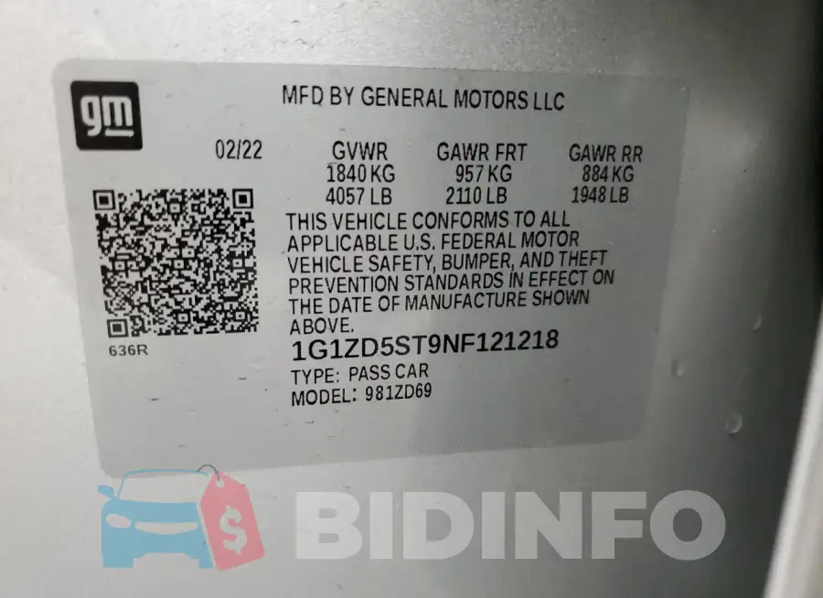 1G1ZD5ST9NF121218 Photo# 13