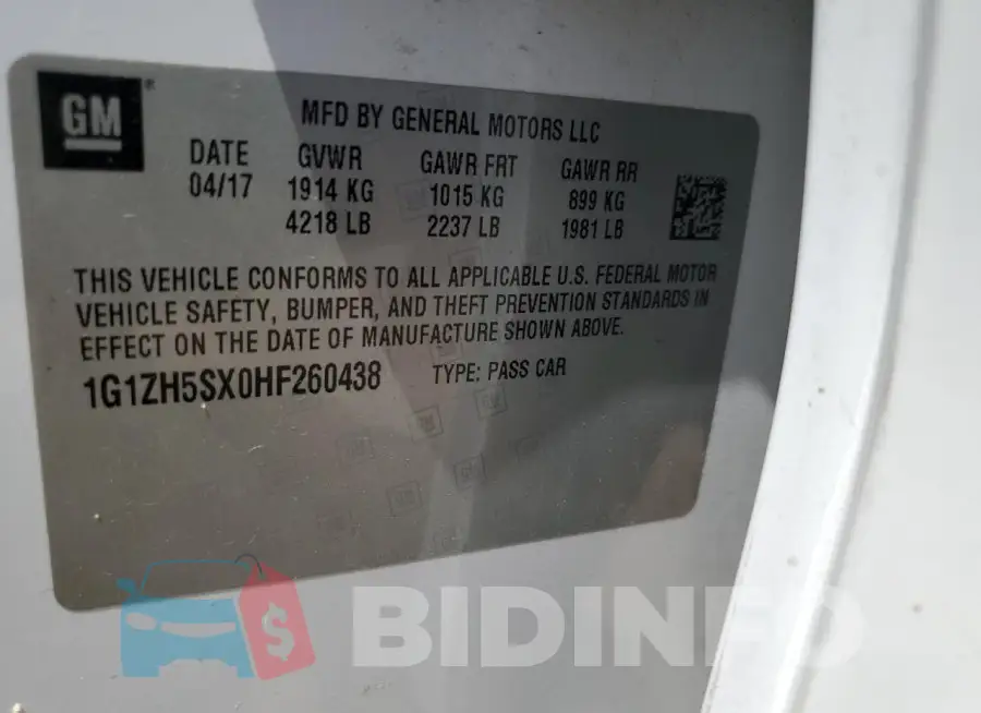1G1ZH5SX0HF260438 Photo# 12