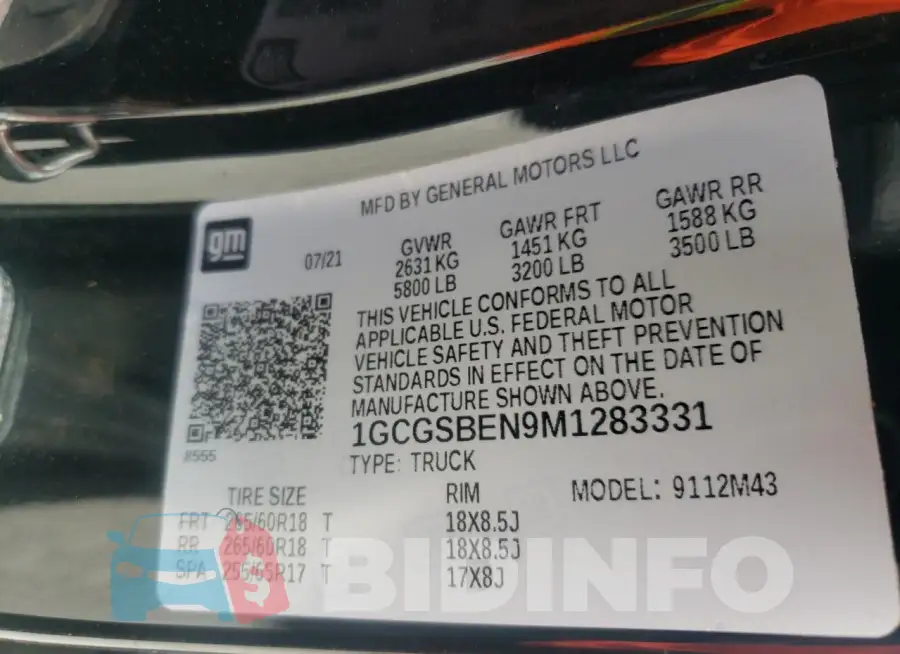 1GCGSBEN9M1283331 Photo# 12