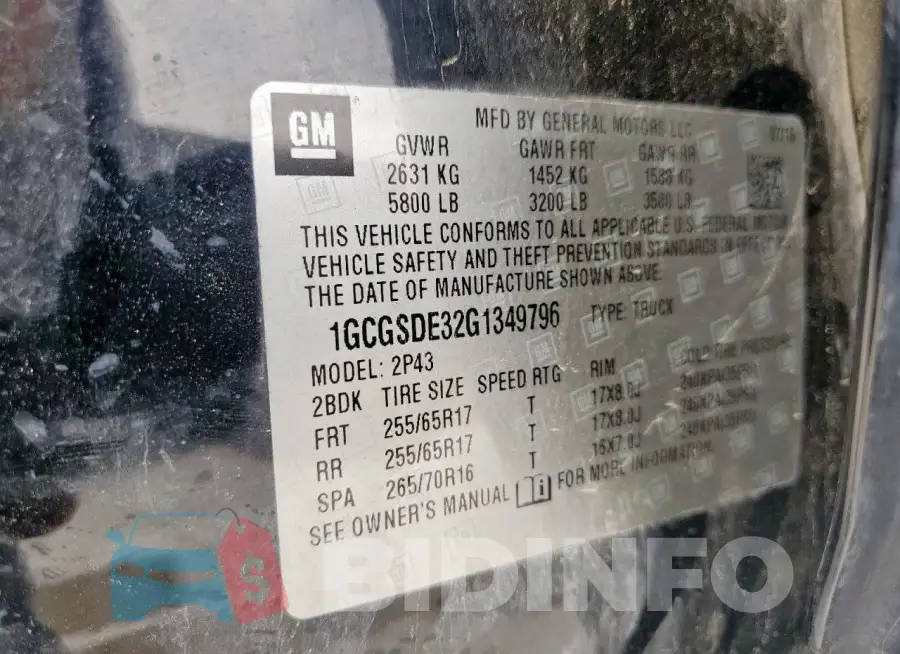 1GCGSDE32G1349796 Photo# 13