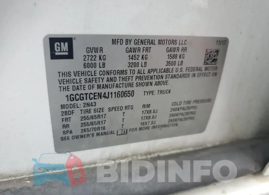 1GCGTCEN4J1160650 Photo# 12