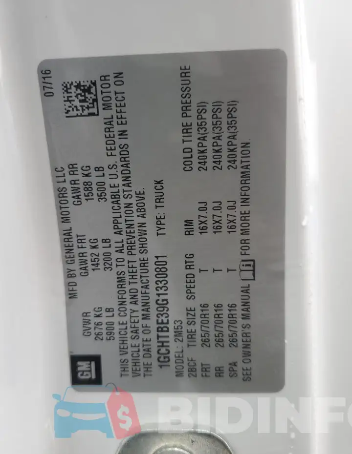 1GCHTBE39G1330801 Photo# 12