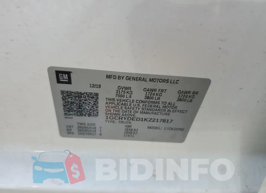 1GCRYDED1KZ217817 Photo# 12