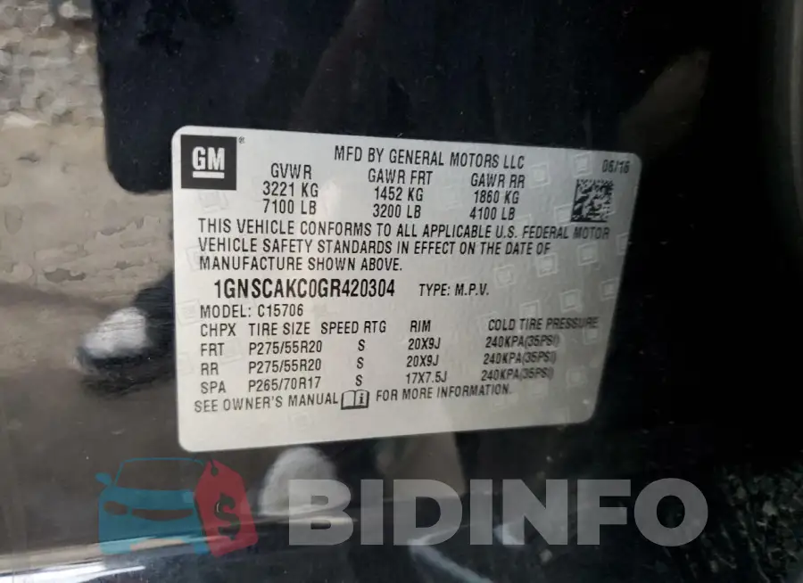 1GNSCAKC0GR420304 Photo# 12