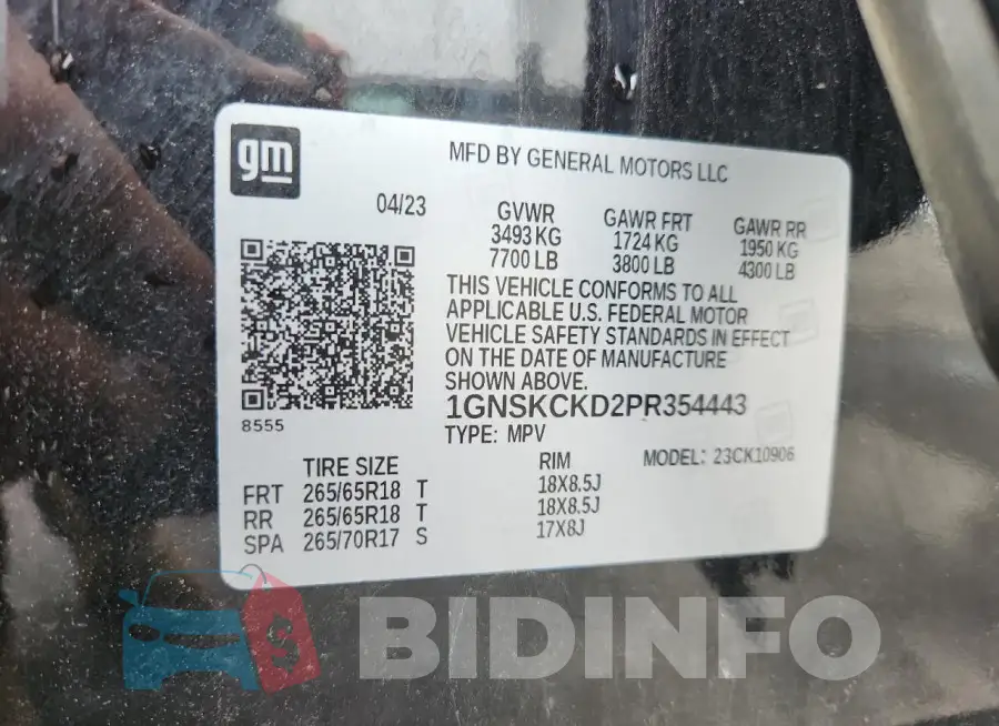 1GNSKCKD2PR354443 Photo# 13