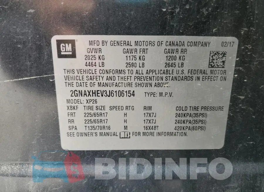2GNAXHEV3J6106154 Photo# 13