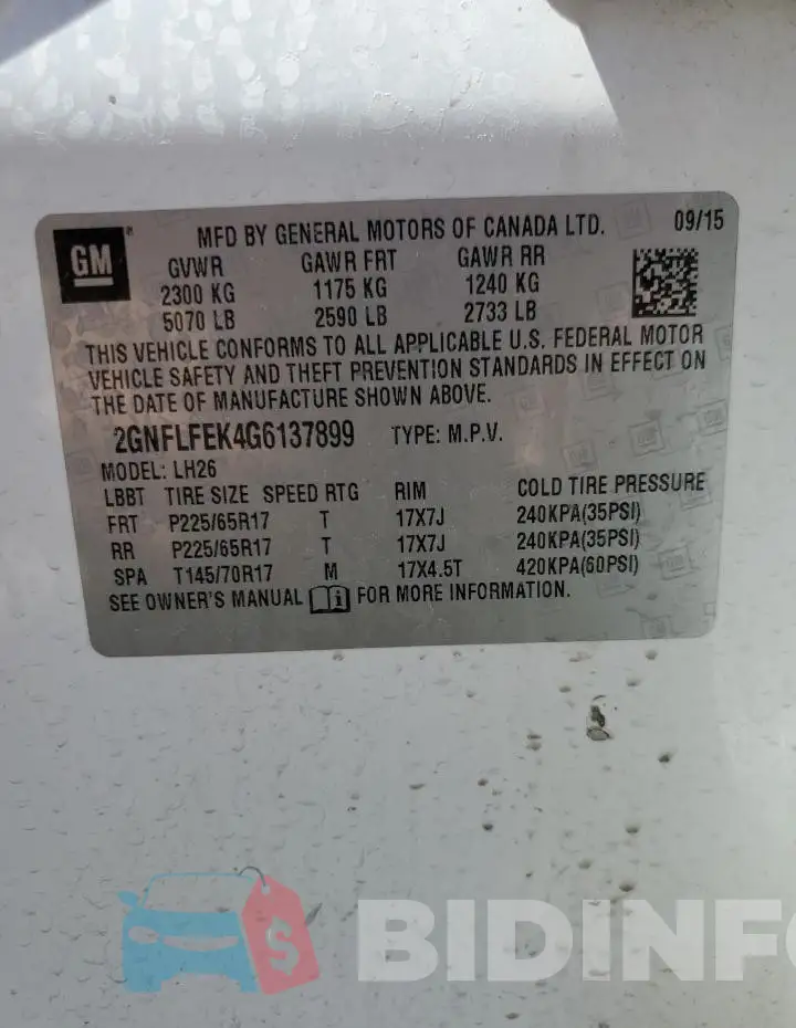 2GNFLFEK4G6137899 Photo# 13
