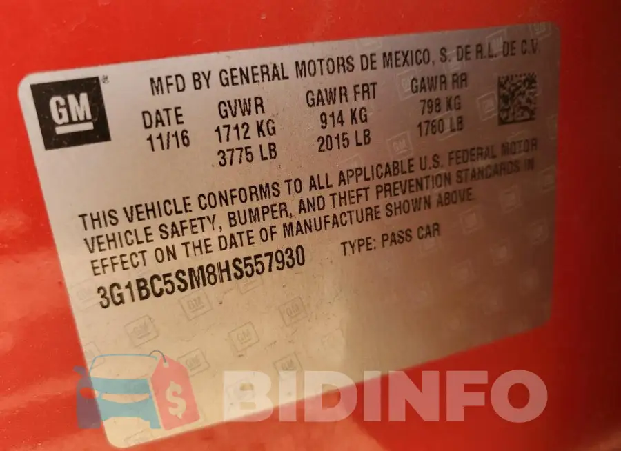 3G1BC5SM8HS557930 Photo# 12