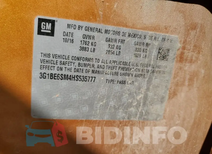 3G1BE6SM4HS535777 Photo# 13