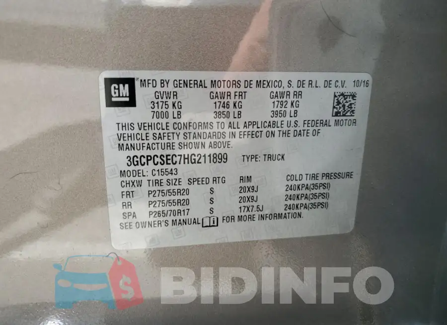 3GCPCSEC7HG211899 Photo# 12