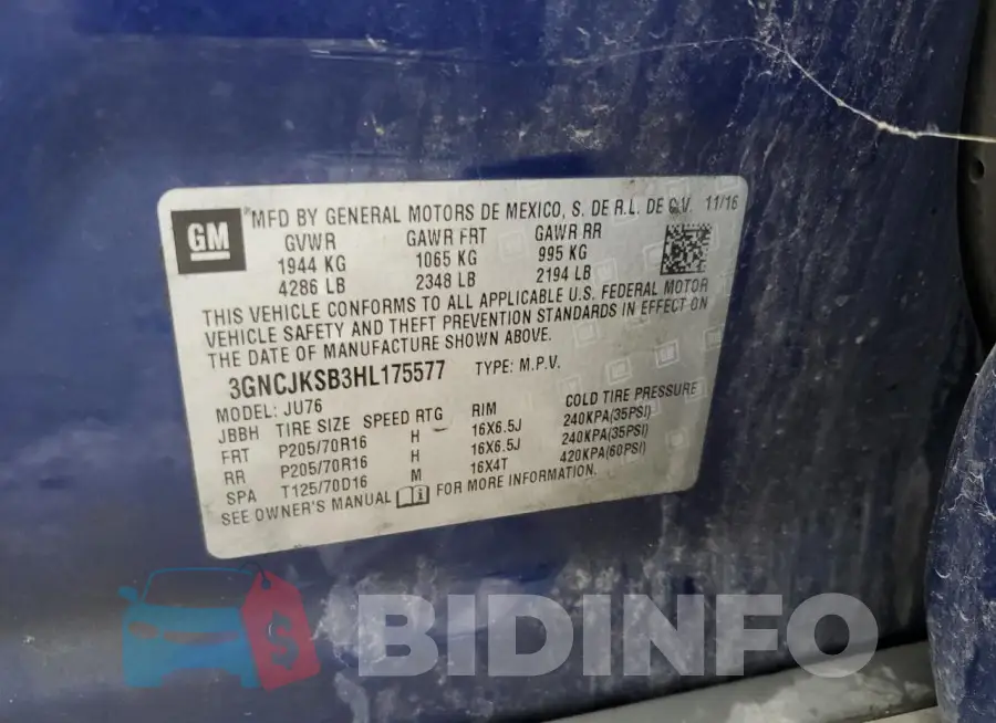3GNCJKSB3HL175577 Photo# 13