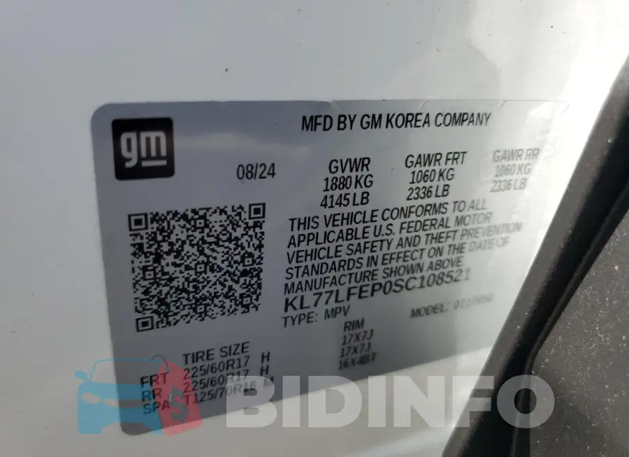 KL77LFEP0SC108521 Photo# 14