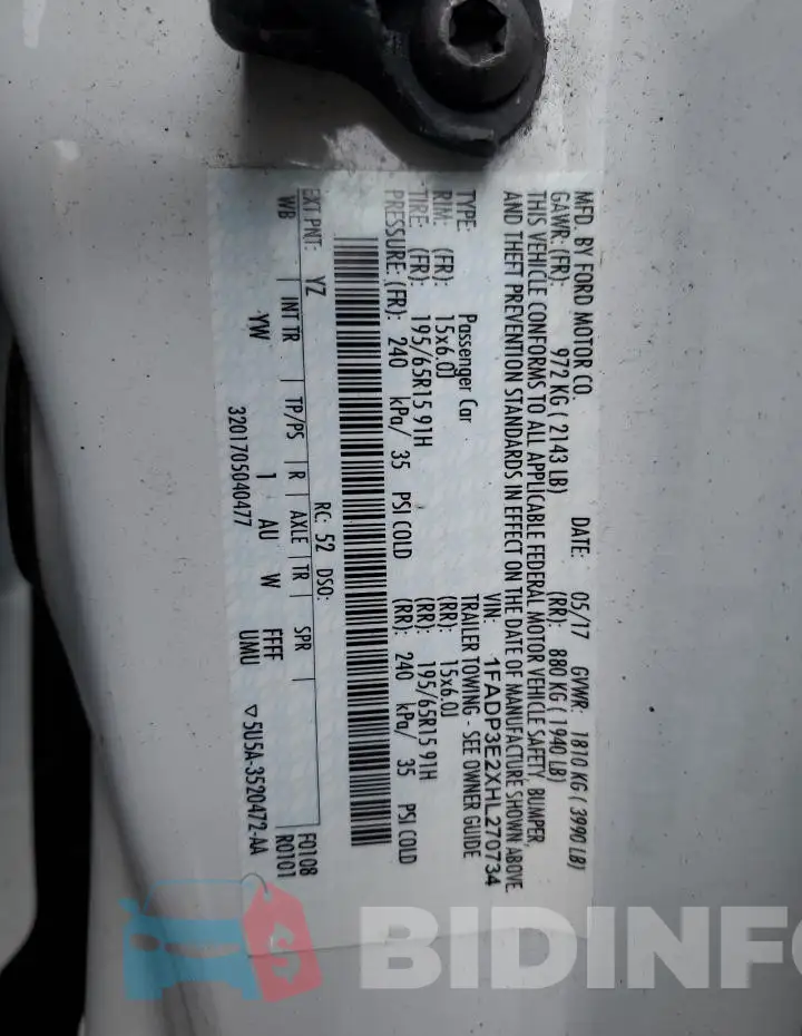 1FADP3E2XHL270734 Photo# 13