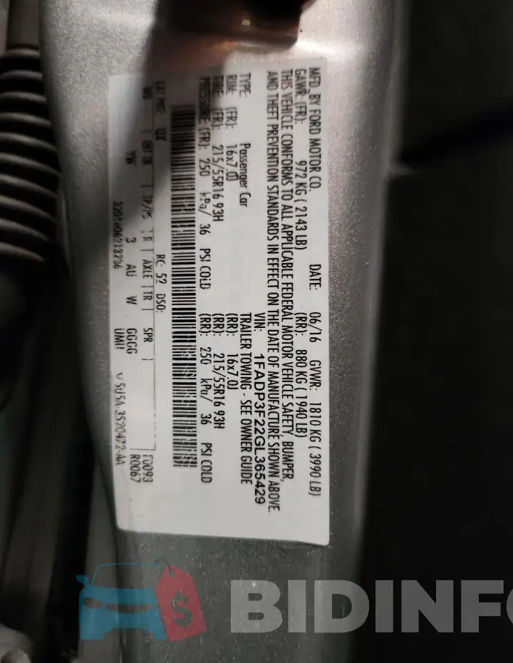 1FADP3F22GL365429 Photo# 12