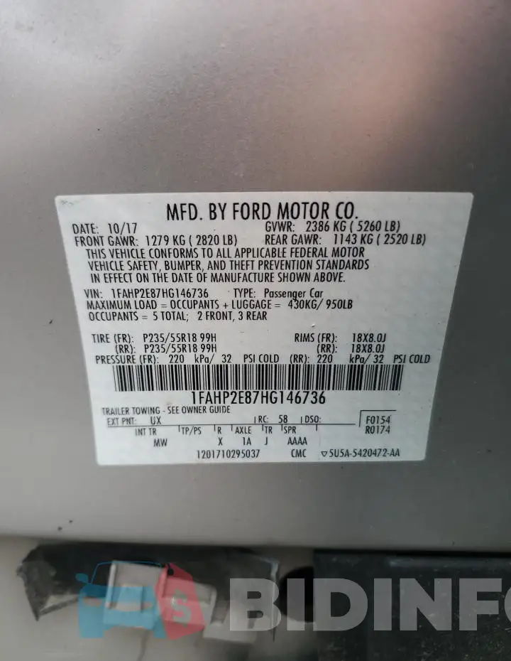 1FAHP2E87HG146736 Photo# 12
