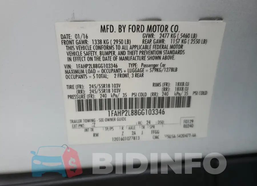1FAHP2L88GG103346 Photo# 12