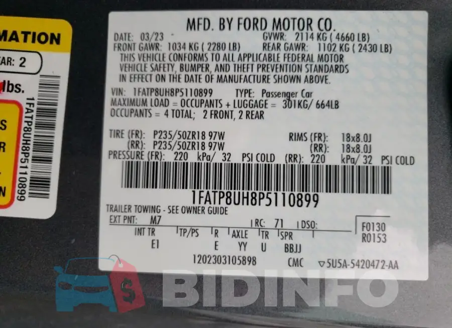 1FATP8UH8P5110899 Photo# 12