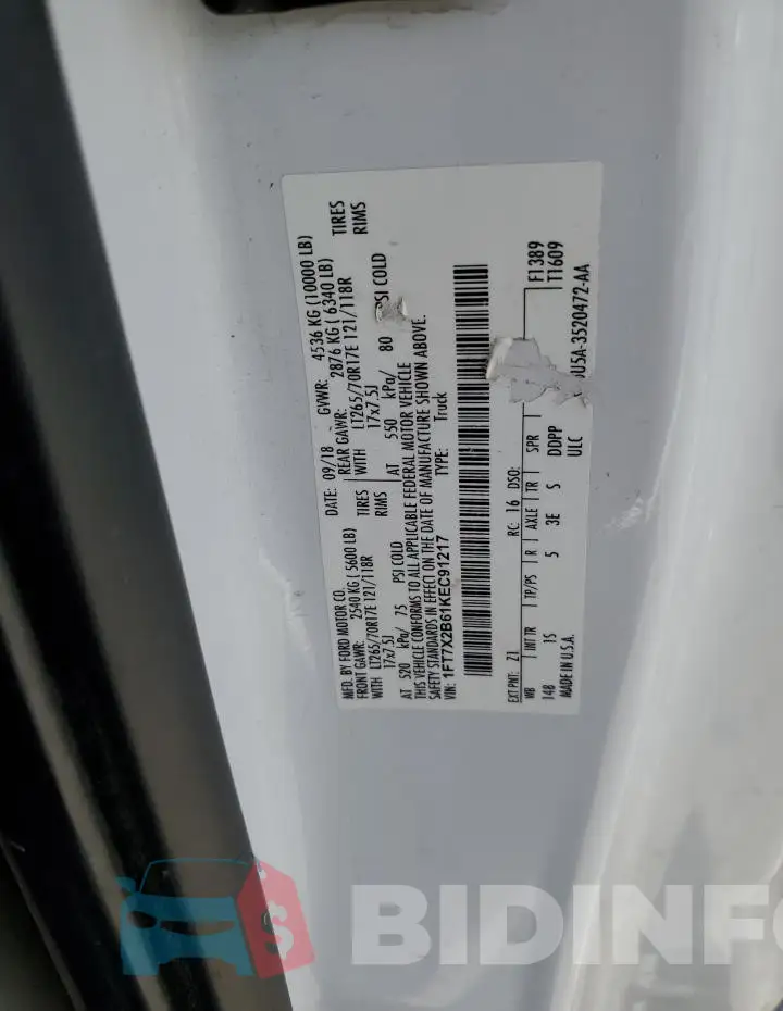 1FT7X2B61KEC91217 Photo# 12
