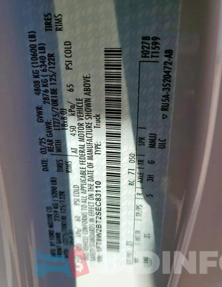 1FT8W2BT2SEC83110 Photo# 12
