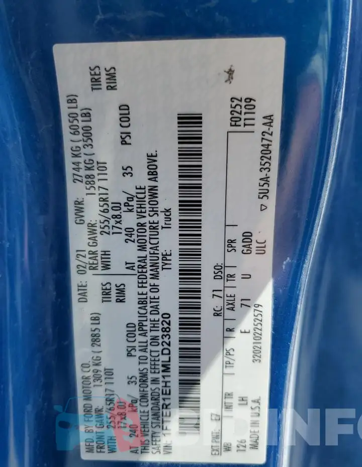 1FTER1EH1MLD23820 Photo# 12