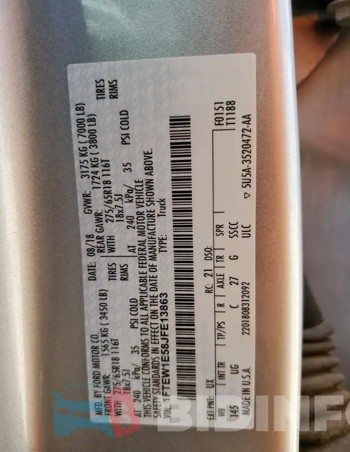 1FTEW1E58JFE13863 Photo# 12