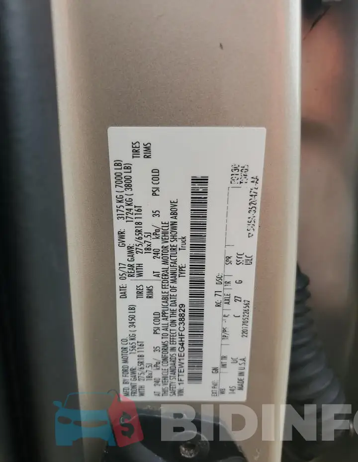 1FTEW1EG4HFC38829 Photo# 12
