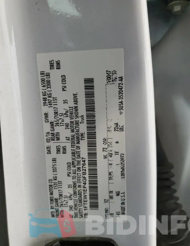 1FTEW1EP4GFB27647 Photo# 12