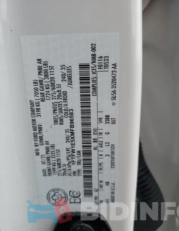1FTFW1E5XMFB96583 Photo# 12