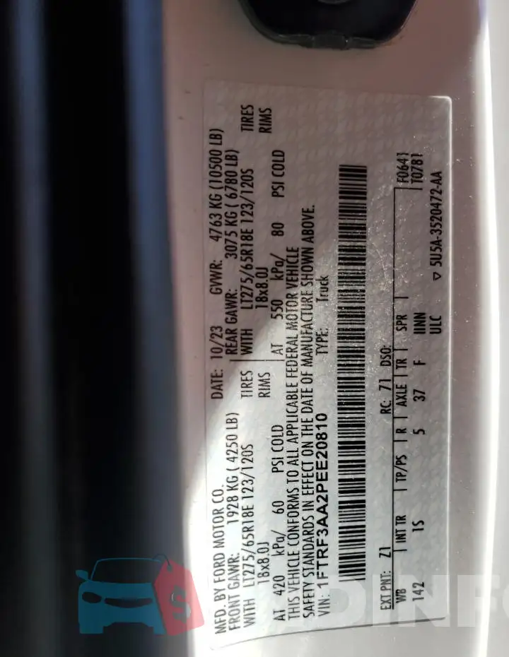 1FTRF3AA2PEE20810 Photo# 12