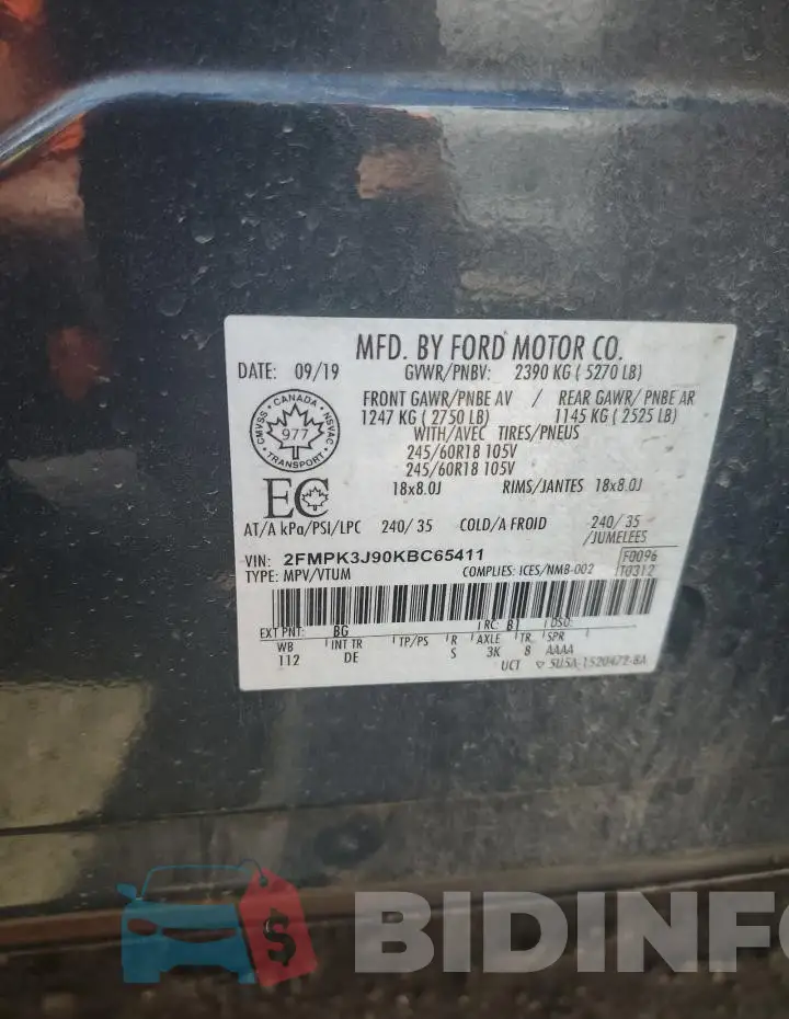 2FMPK3J90KBC65411 Photo# 13