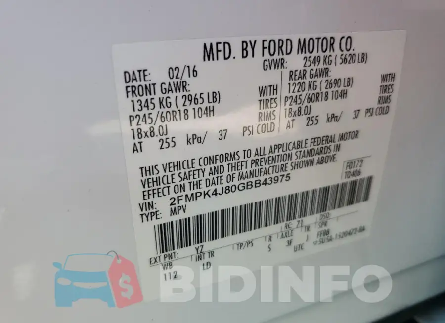 2FMPK4J80GBB43975 Photo# 13