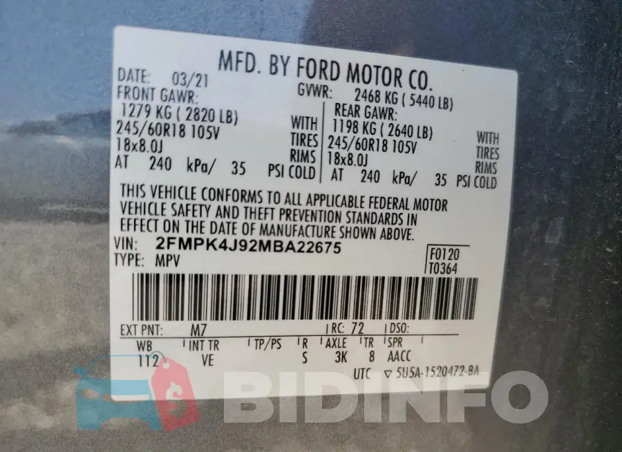2FMPK4J92MBA22675 Photo# 13