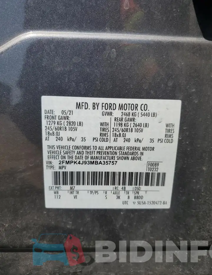 2FMPK4J93MBA35757 Photo# 14