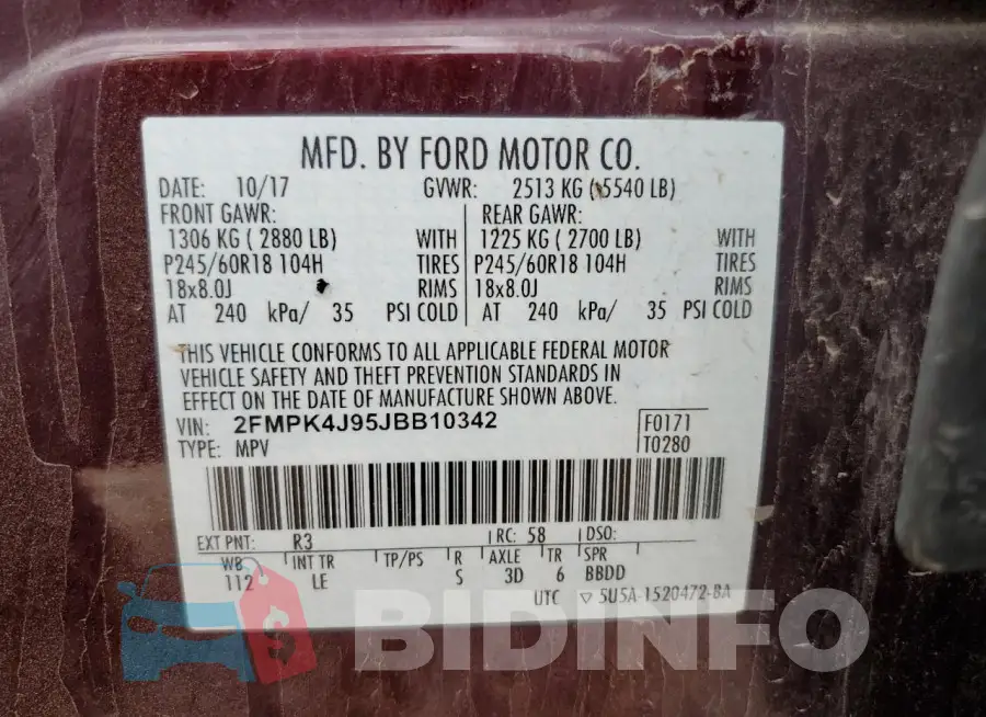 2FMPK4J95JBB10342 Photo# 14