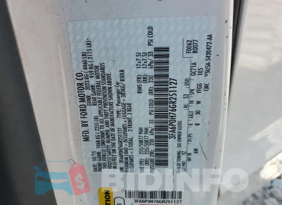 3FA6P0H76GR251127 Photo# 12